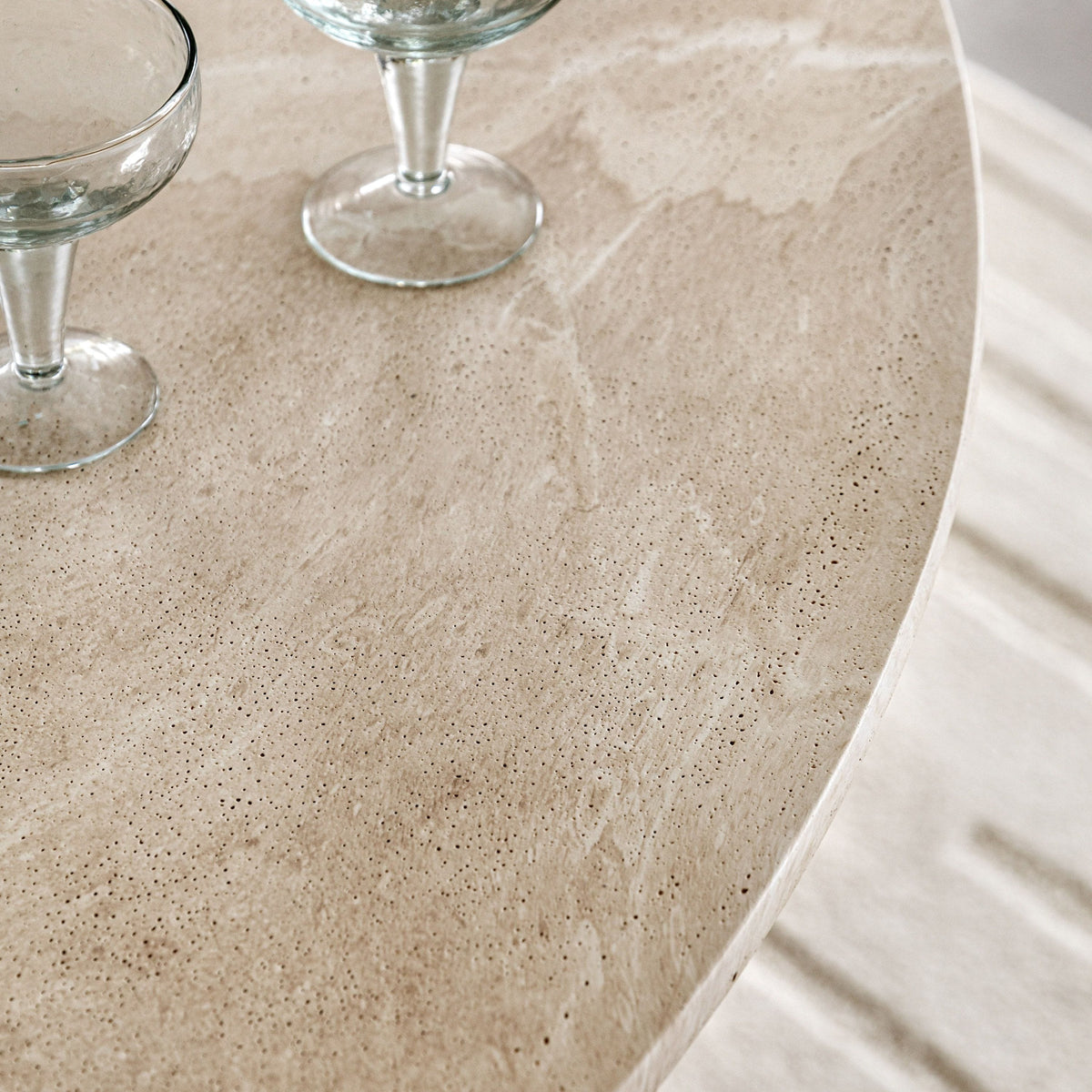 Bodhi Dining Pedra Round Dining Tble Travertine House of Isabella UK