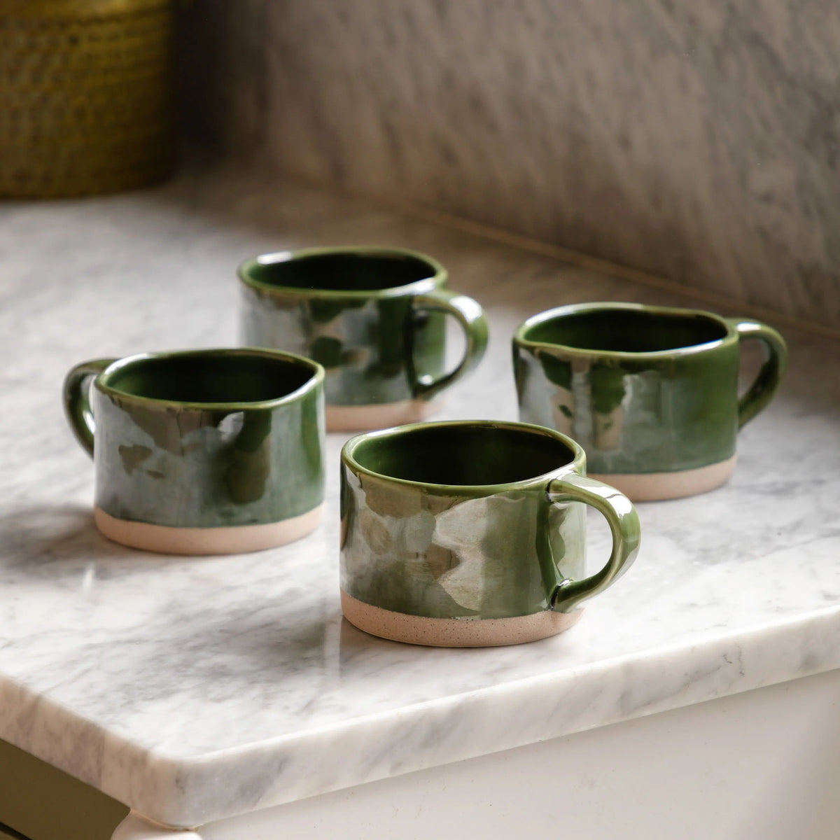 Bodhi Dining Rustic Mug Green 4pk House of Isabella UK