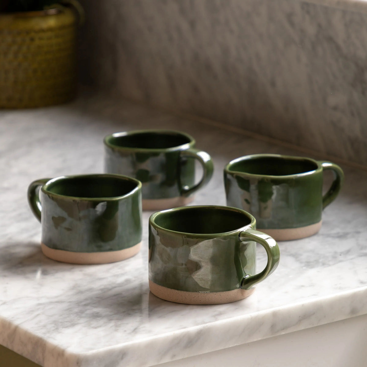 Bodhi Dining Rustic Mug Green 4pk House of Isabella UK