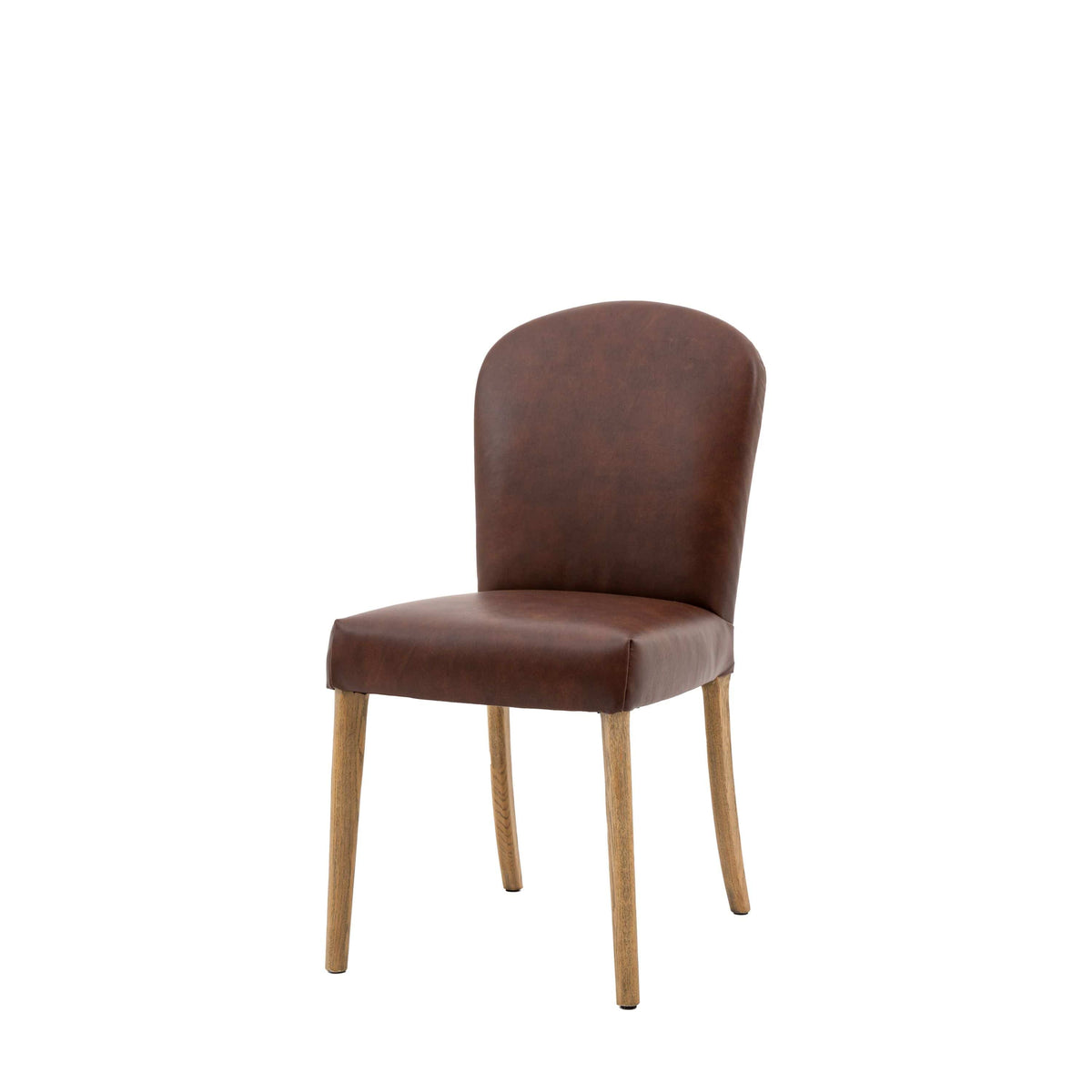 Zoar Dining Chair Brn Leath (2pk) 600x455x890mm.