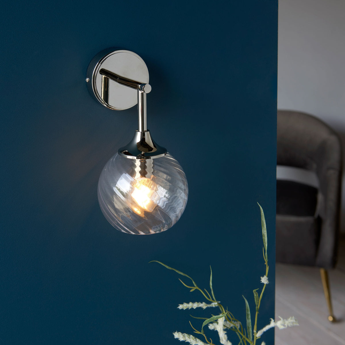 Allegra 1 Wall Light Bright Nickel.