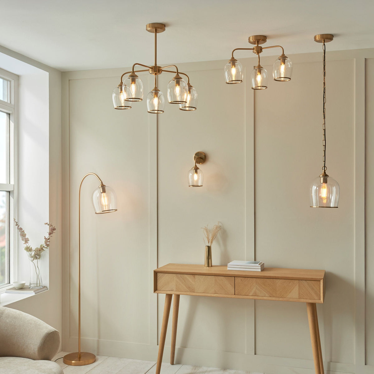 Bodhi Lighting Ashcroft Ceiling 3 Light Brushed Aged Brass House of Isabella UK