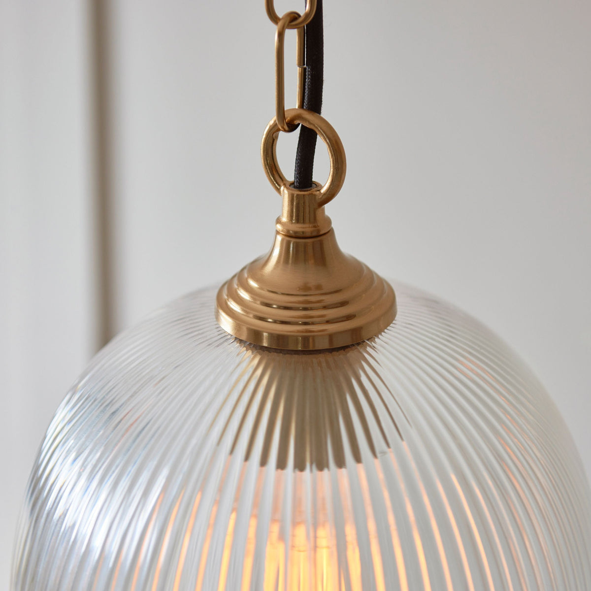 Bodhi Lighting Ashcroft Ribbed 1 Pendant Light Brushed Aged Brass House of Isabella UK
