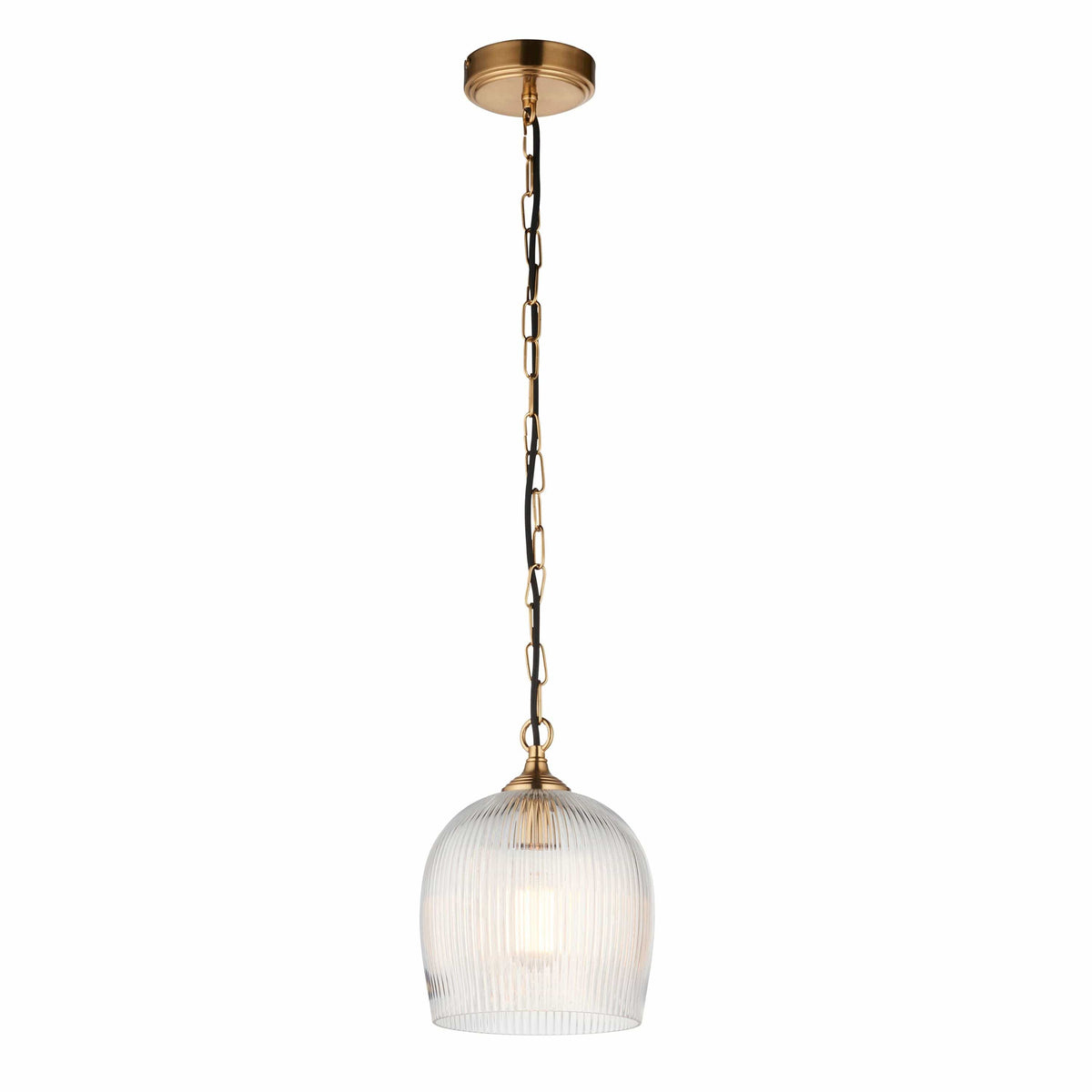 Bodhi Lighting Ashcroft Ribbed 1 Pendant Light Brushed Aged Brass House of Isabella UK