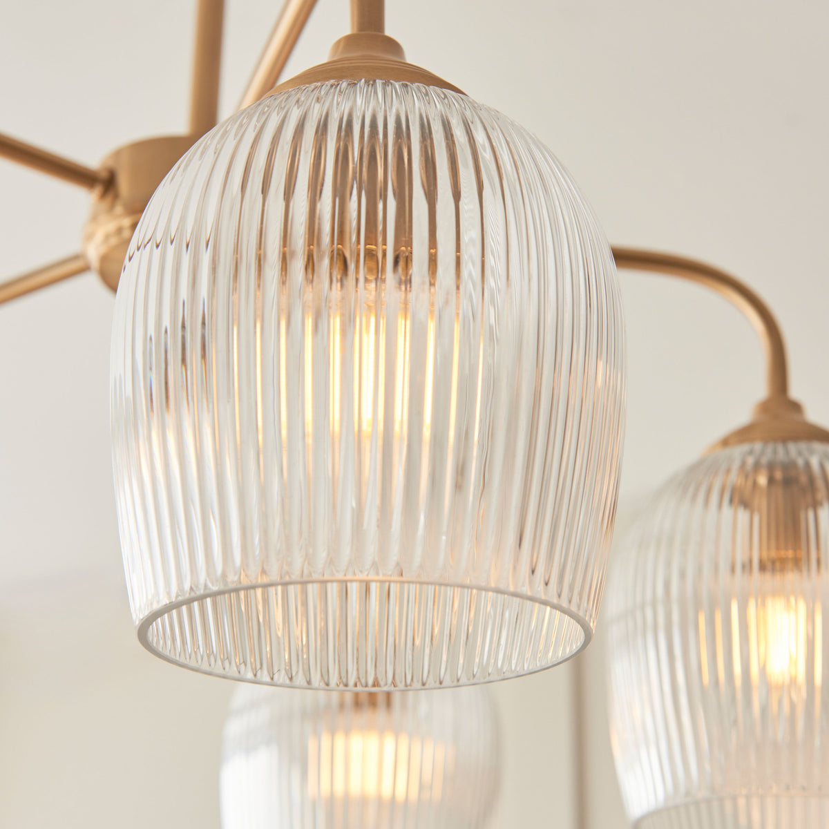 Bodhi Lighting Ashcroft Ribbed 5 Pendant Light Brushed Aged Brass House of Isabella UK