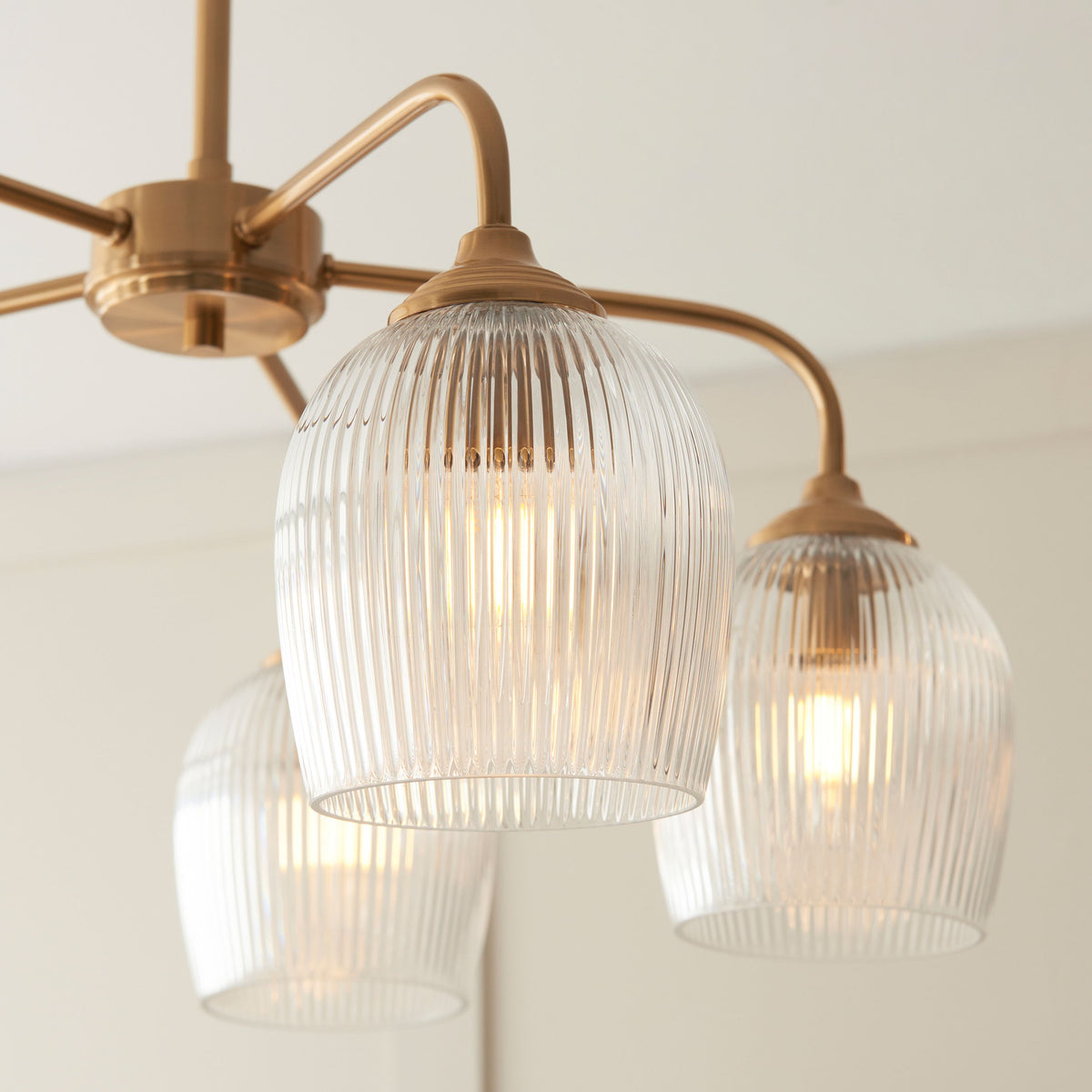 Bodhi Lighting Ashcroft Ribbed 5 Pendant Light Brushed Aged Brass House of Isabella UK