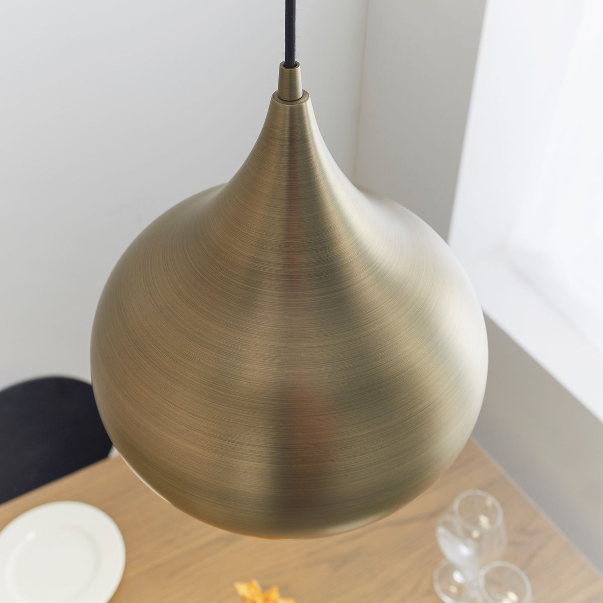 Beeston Pendant Light Antique Brass.