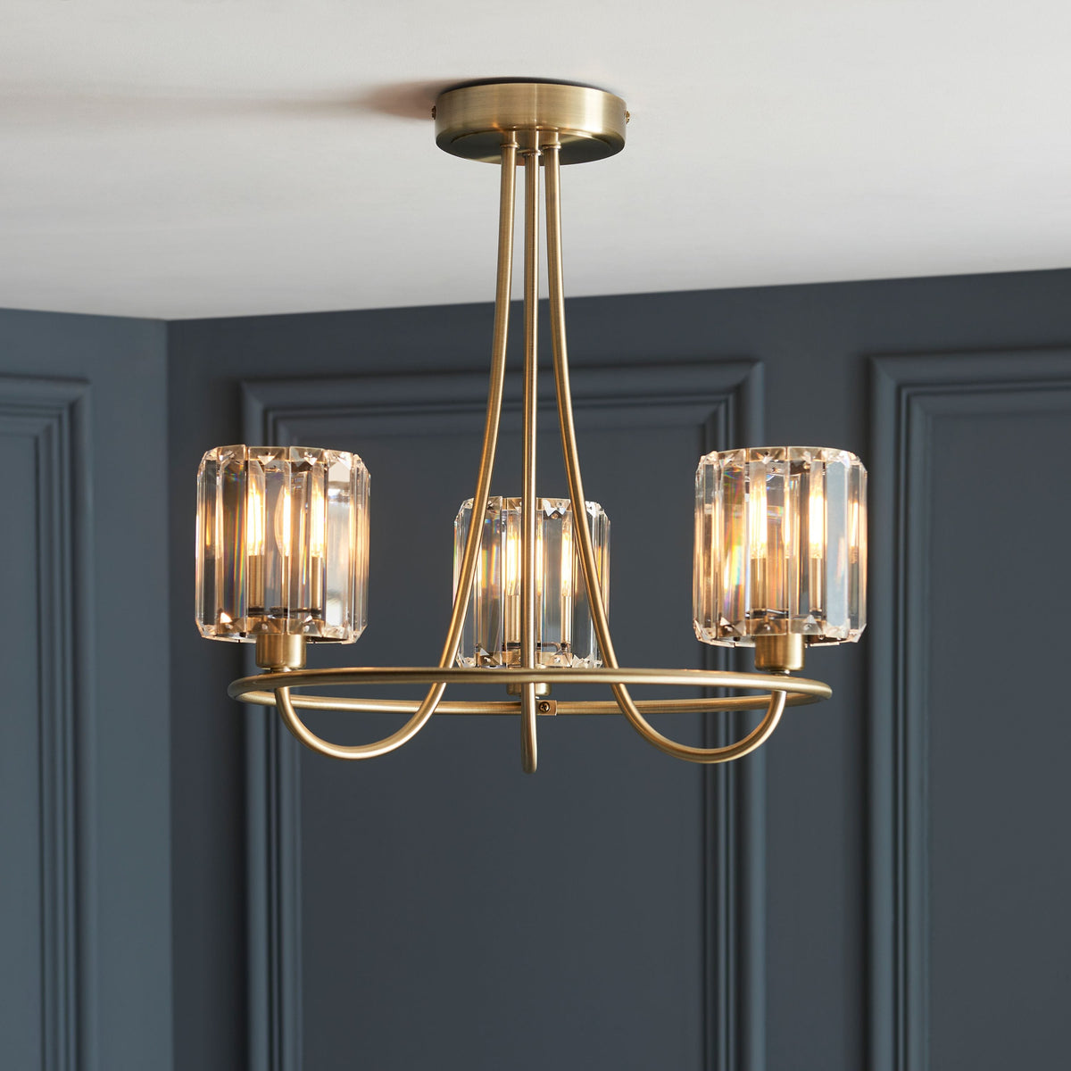 Berenice 3 Ceiling Light Antique Brass.