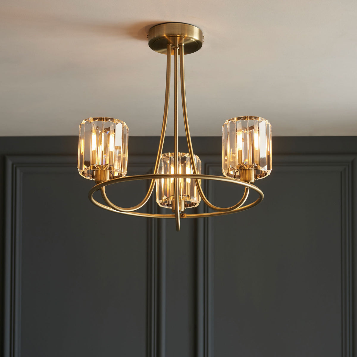 Berenice 3 Ceiling Light Antique Brass.