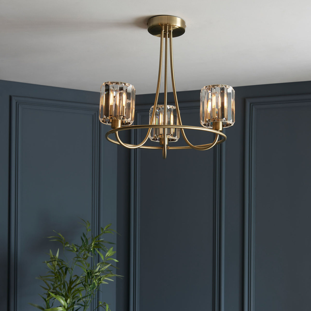 Berenice 3 Ceiling Light Antique Brass.