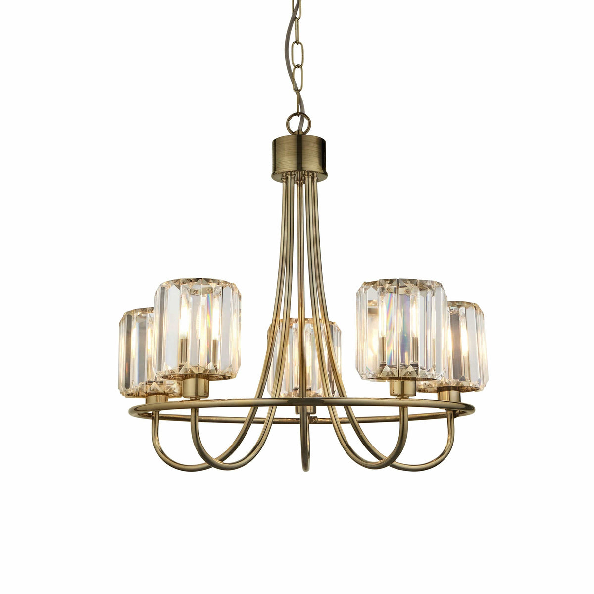Berenice 5 Pendant Light Antique Brass.