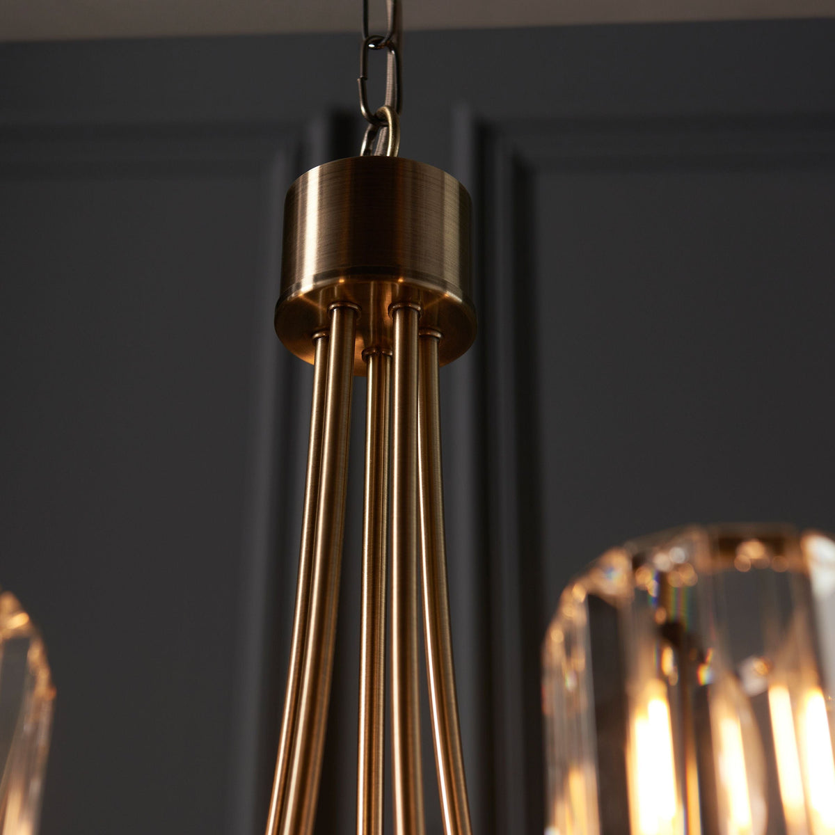 Berenice 5 Pendant Light Antique Brass.