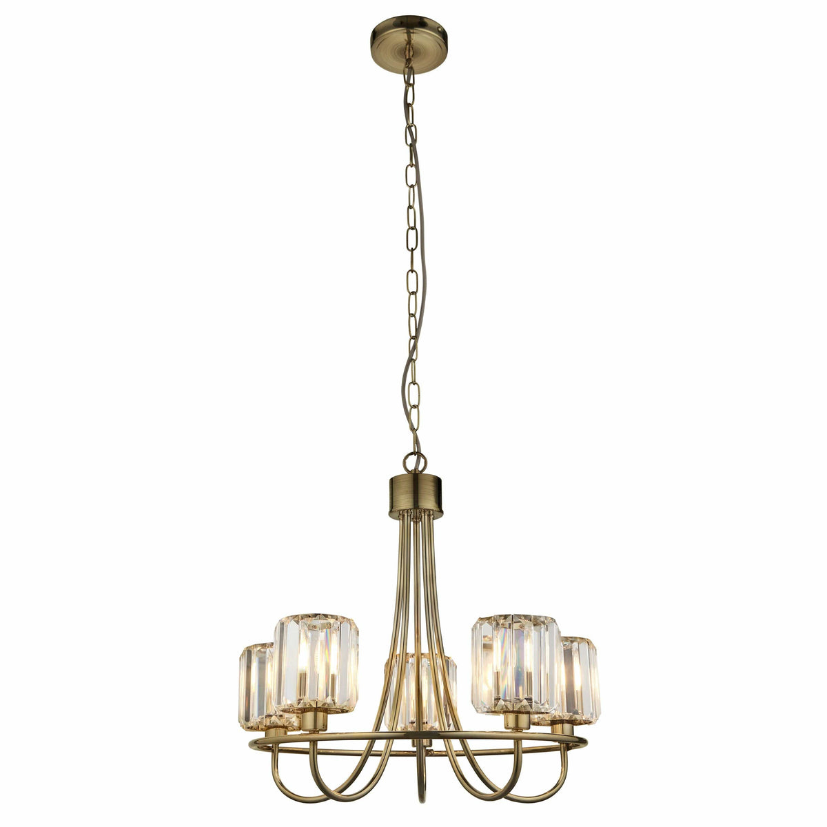 Berenice 5 Pendant Light Antique Brass.