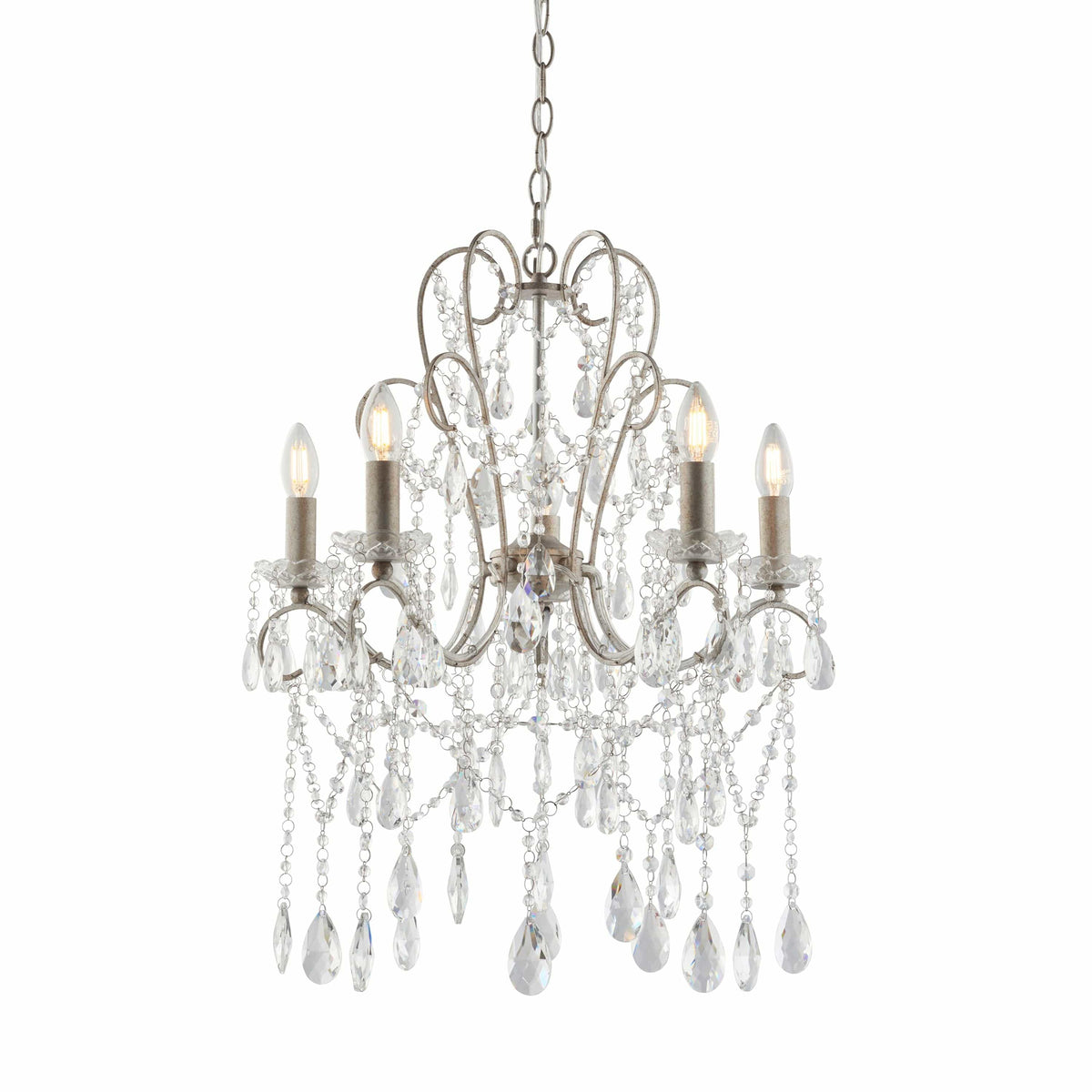 Berkeley 5 Pendant Light Aged Silver.