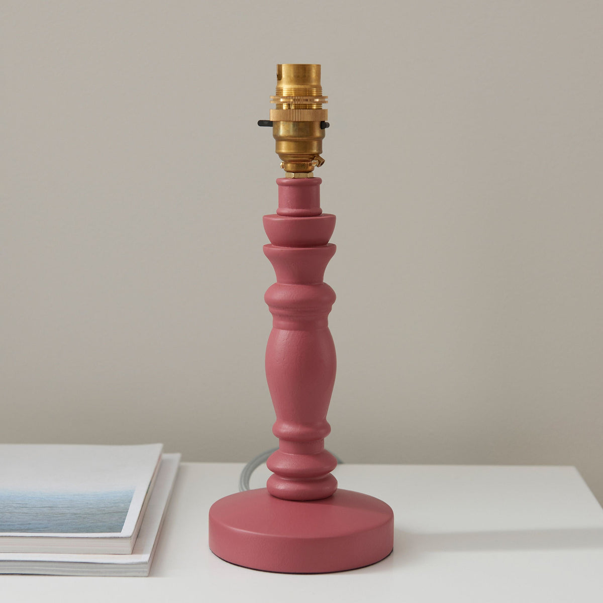 Biblow Table Lamp Base Satin Pink Clay Paint.