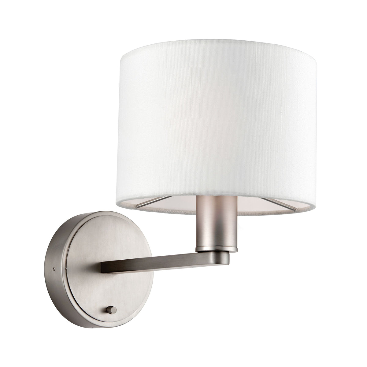 Boyn Wall Light Nickel & White Faux Silk.