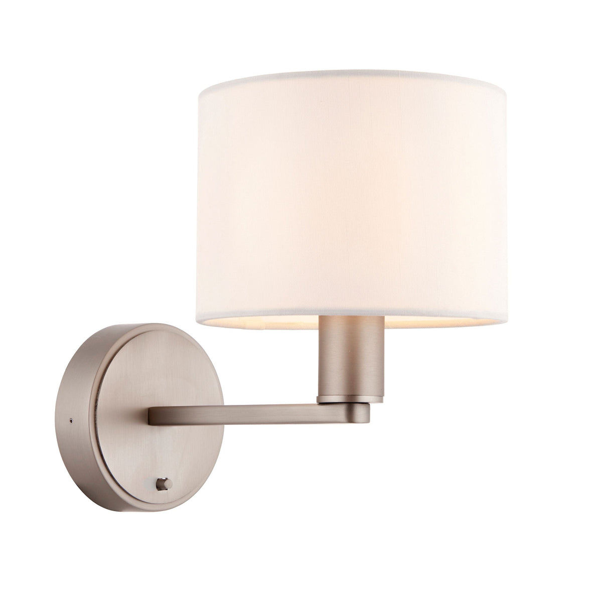 Boyn Wall Light Nickel & White Faux Silk.