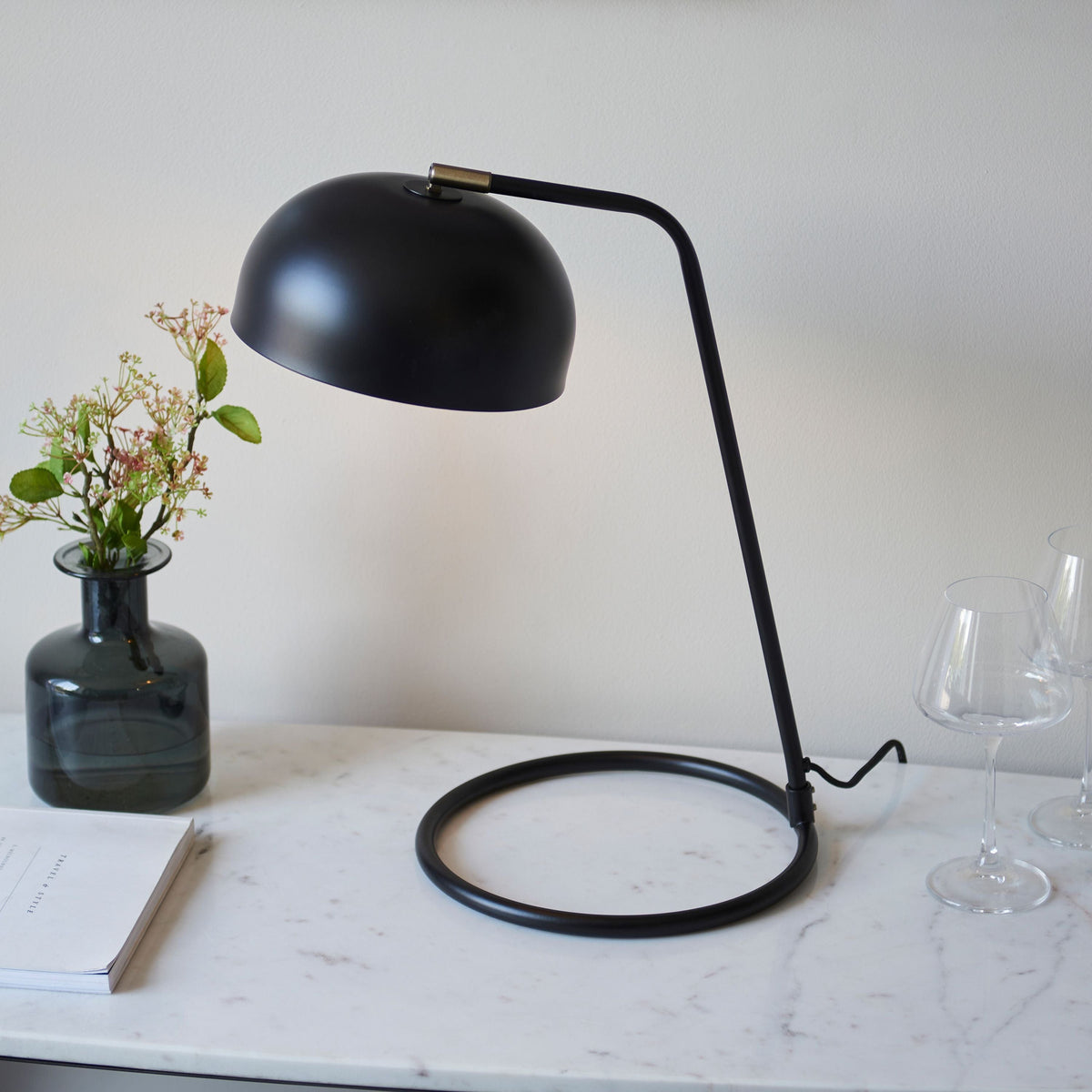 Brair 1 Table Lamp Matt Black & Antique Brass.