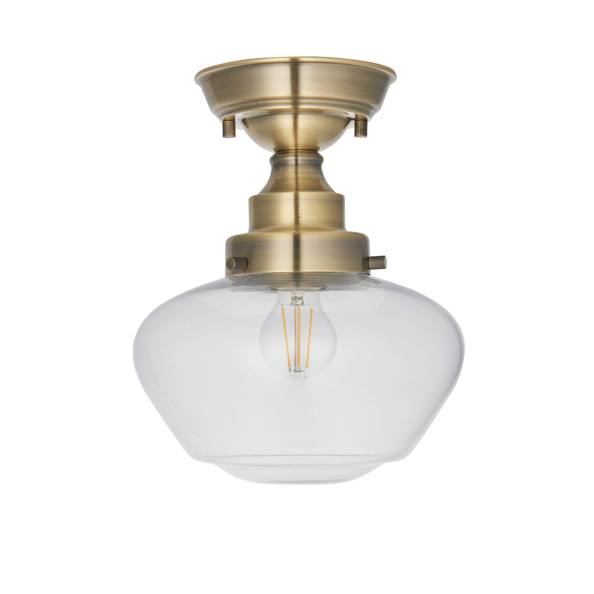 Camenbey 1 Ceiling Light Antique Brass Clear.