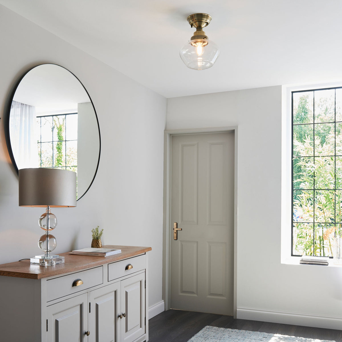 Camenbey 1 Ceiling Light Antique Brass Clear.