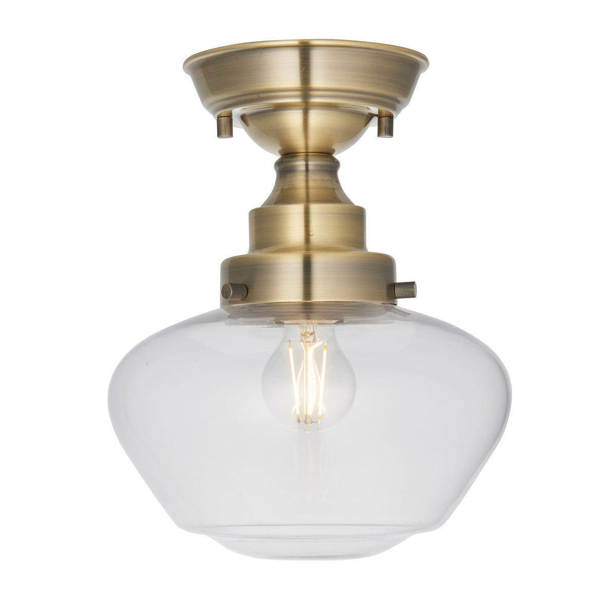 Camenbey 1 Ceiling Light Antique Brass Clear.