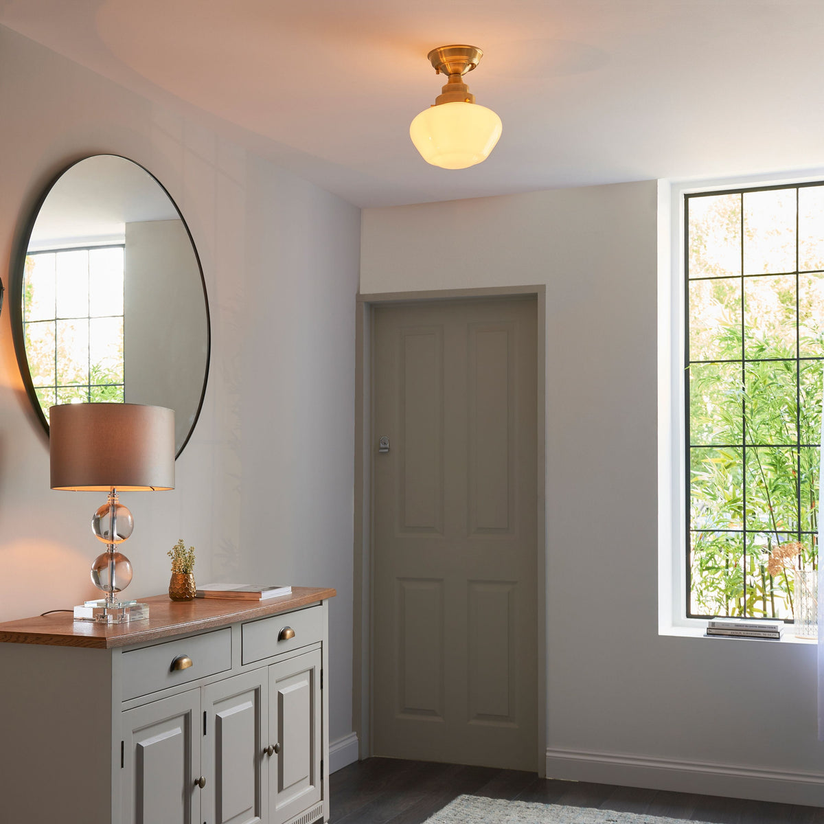 Camenbey 1 Ceiling Light Brass Opal Glass.