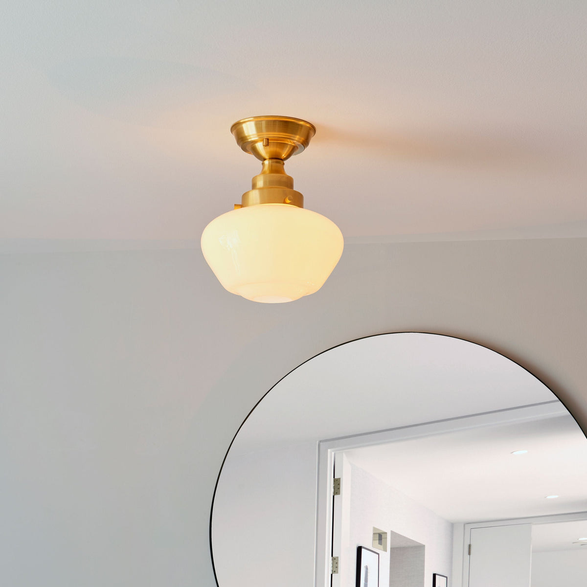 Camenbey 1 Ceiling Light Brass Opal Glass.