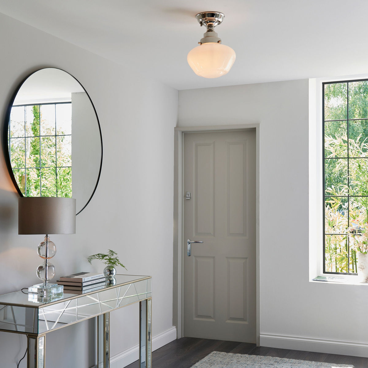 Camenbey 1 Ceiling Light Bright Bickel Opal Glass.