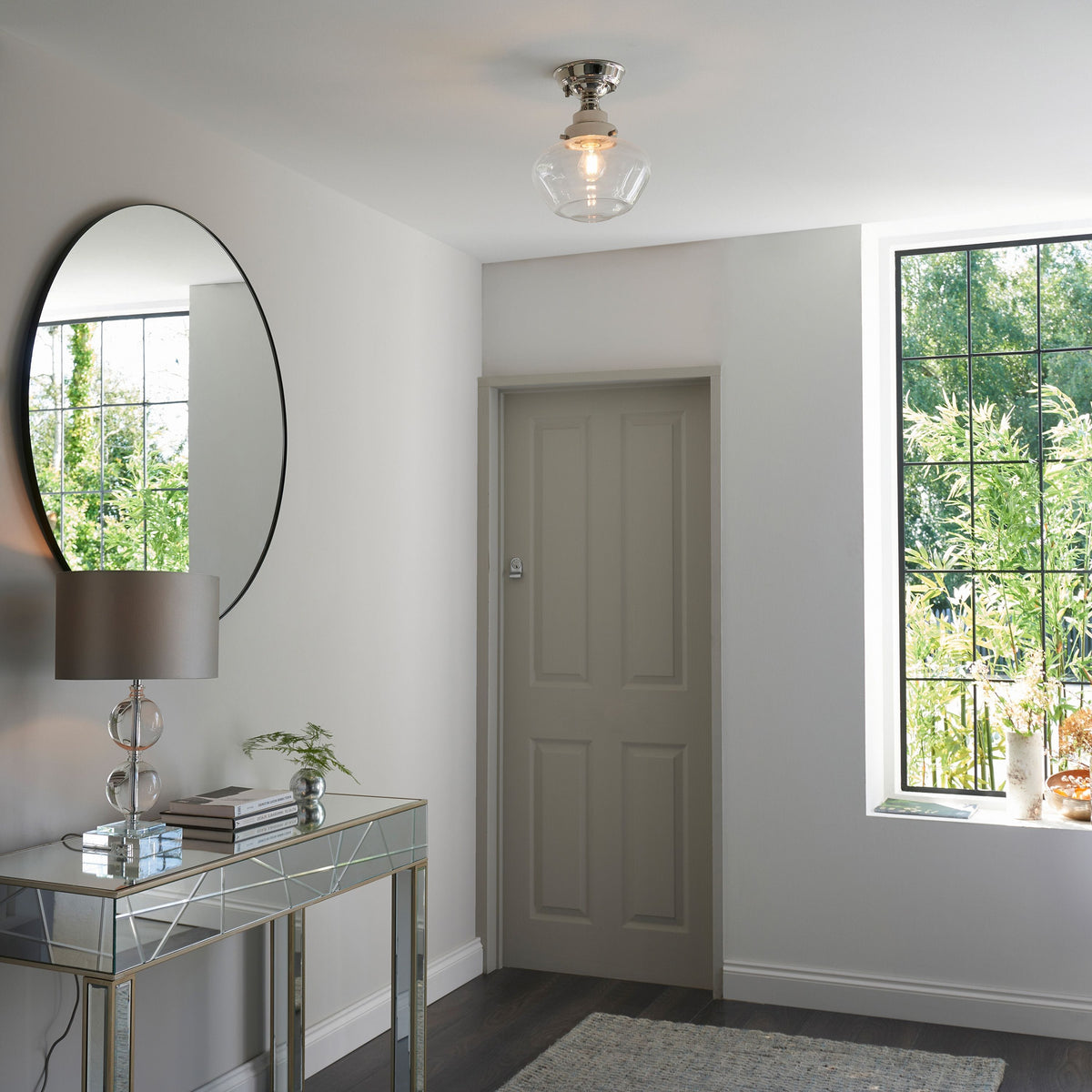 Camenbey 1 Ceiling Light Bright Nickel Clear.