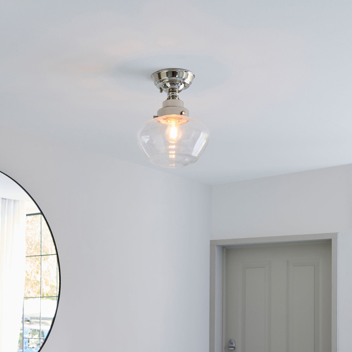Camenbey 1 Ceiling Light Bright Nickel Clear.