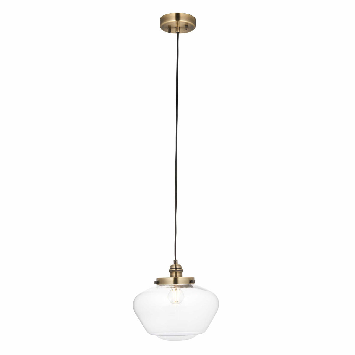 Camenbey 1 Pendant Light Antique Brass Clear.