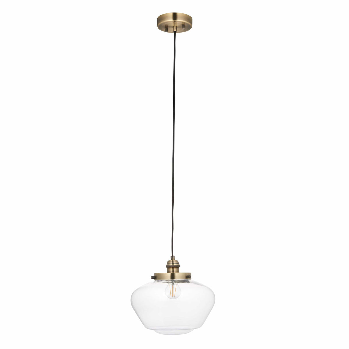 Camenbey 1 Pendant Light Antique Brass Clear.