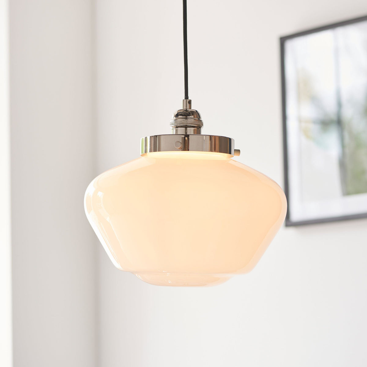 Camenbey 1 Pendant Light Bright Bickel Opal Glass.