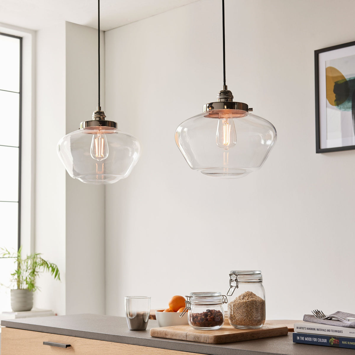 Camenbey 1 Pendant Light Bright Nickel Clear.