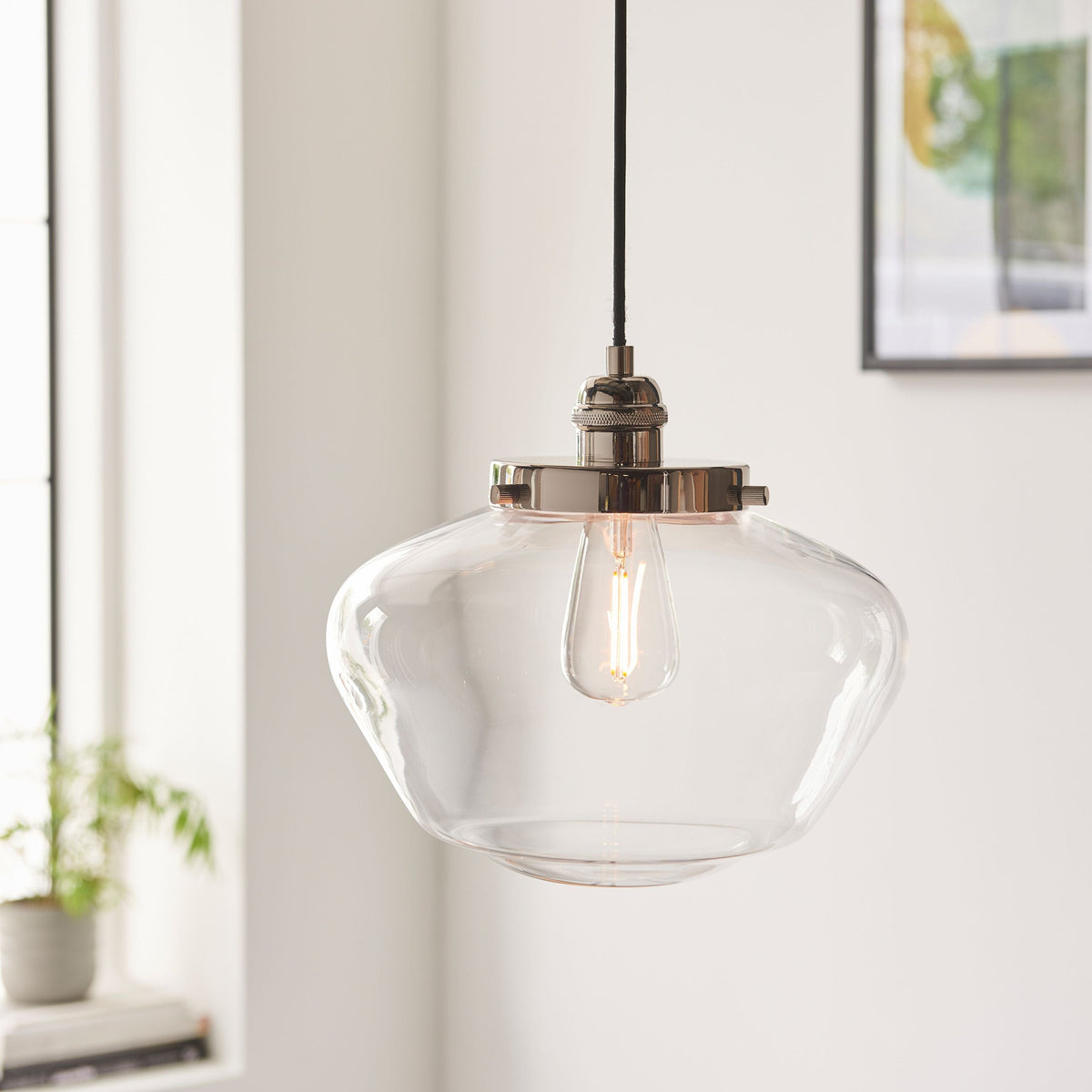 Camenbey 1 Pendant Light Bright Nickel Clear.