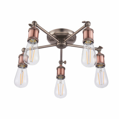 Bodhi Lighting Catcott 5 Ceiling Light - Copper House of Isabella UK