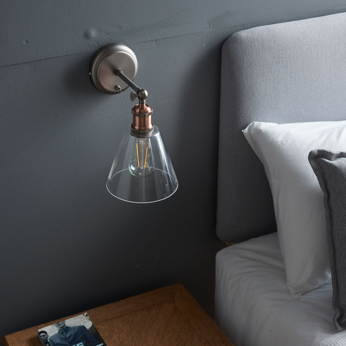 Catcott Wall Light - Silver Glass.