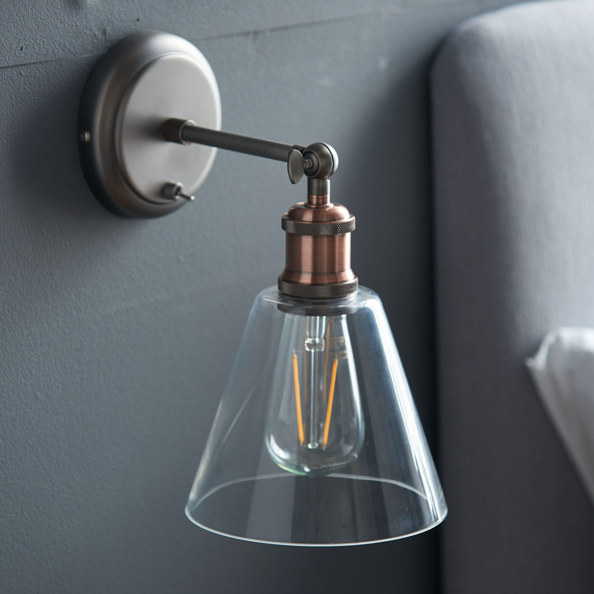 Catcott Wall Light - Silver Glass.