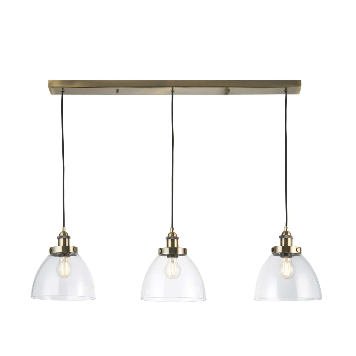Chadderton 3 Pendant Light Antique Brass.
