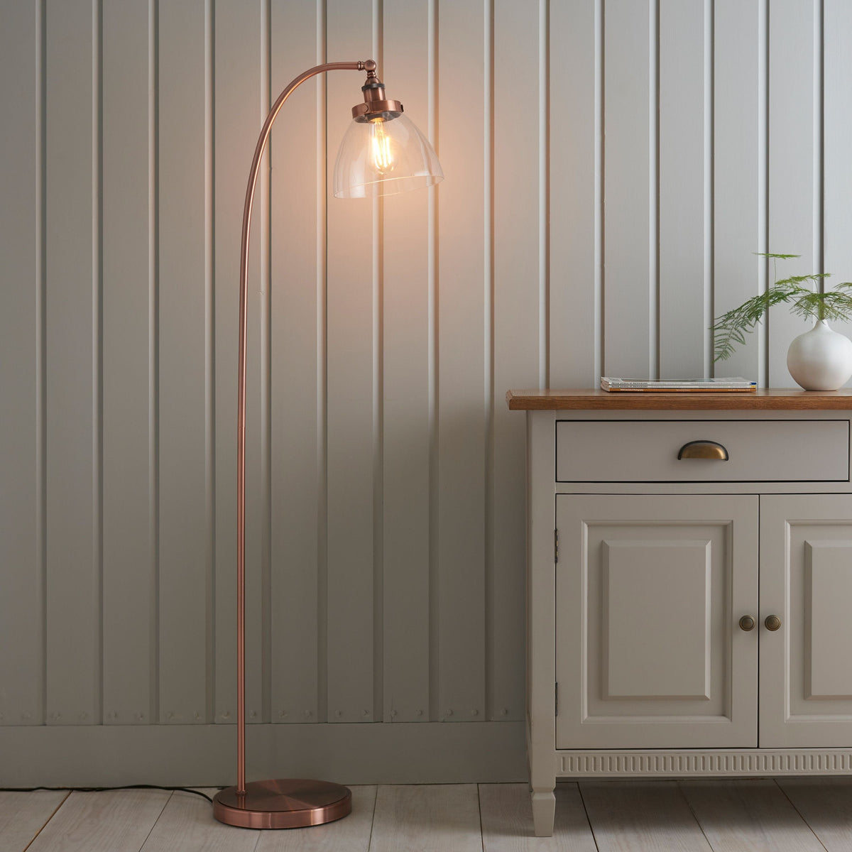 Chadderton Floor Lamp Aged Copper.