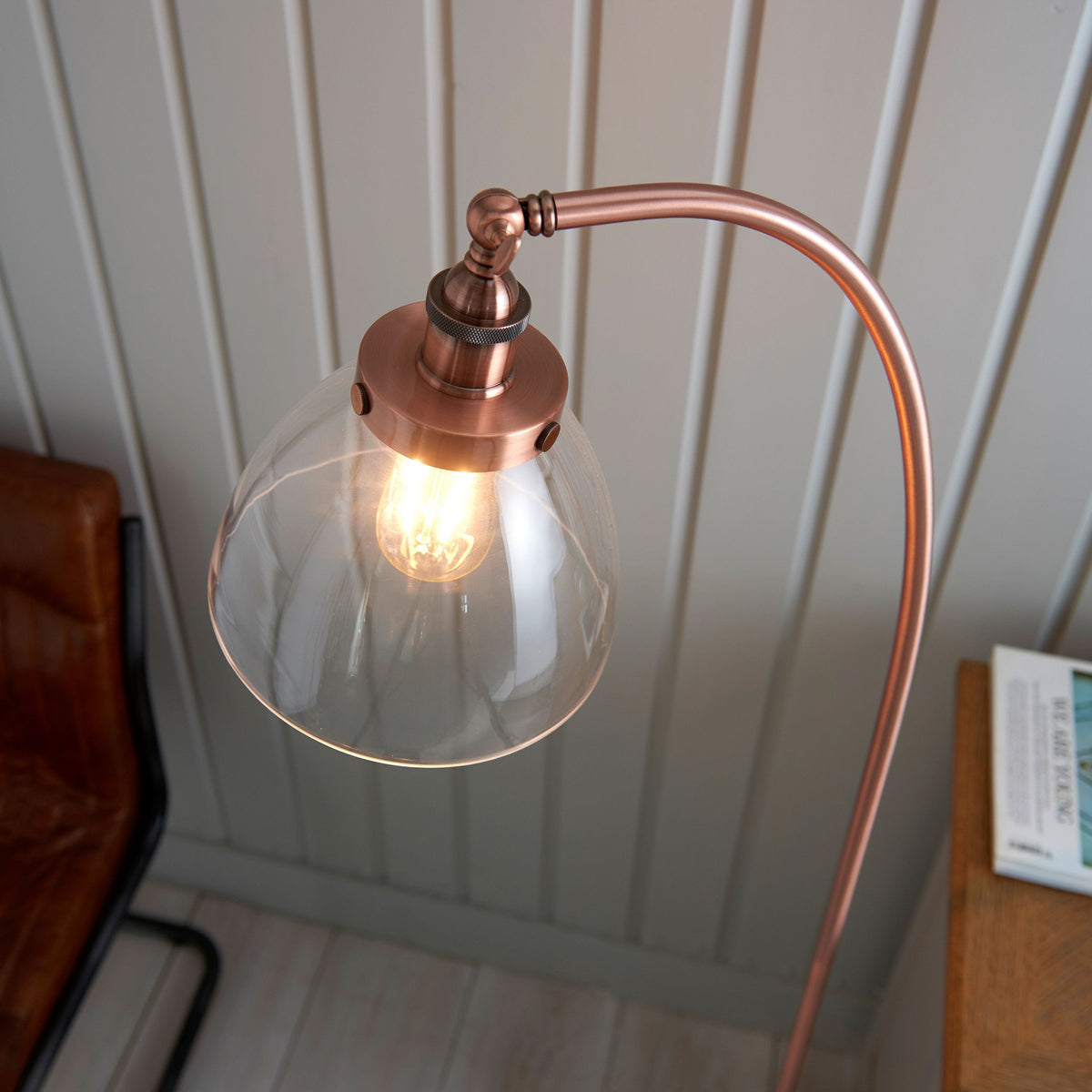 Chadderton Floor Lamp Aged Copper.