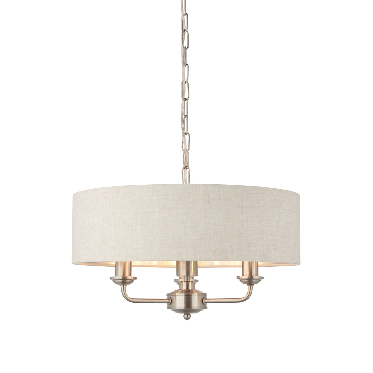 Chickerell 3 Pendant Light Chrome & Natural 350-1200mm.