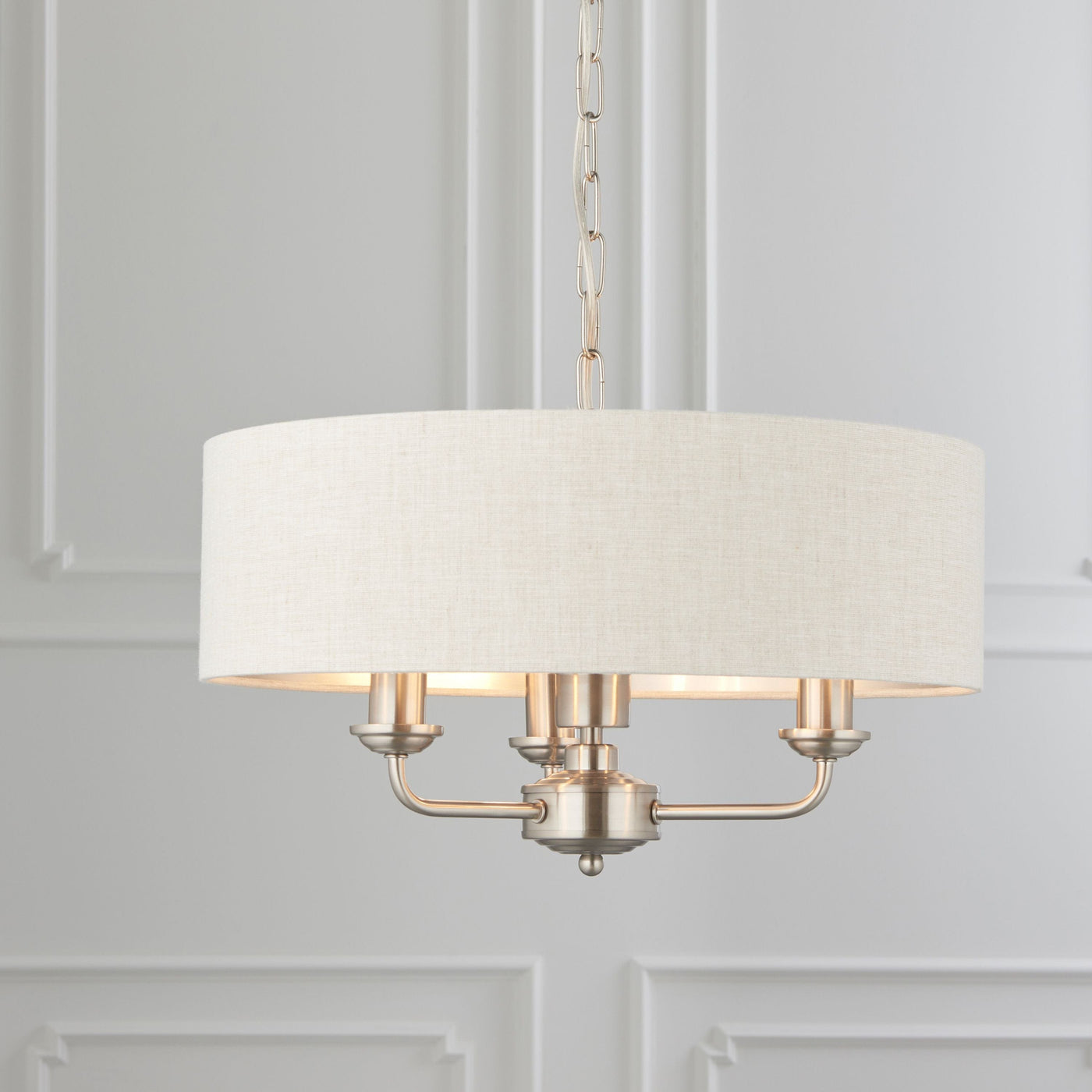 Bodhi Lighting Chickerell 3 Pendant Light Chrome & Natural 350-1200mm House of Isabella UK