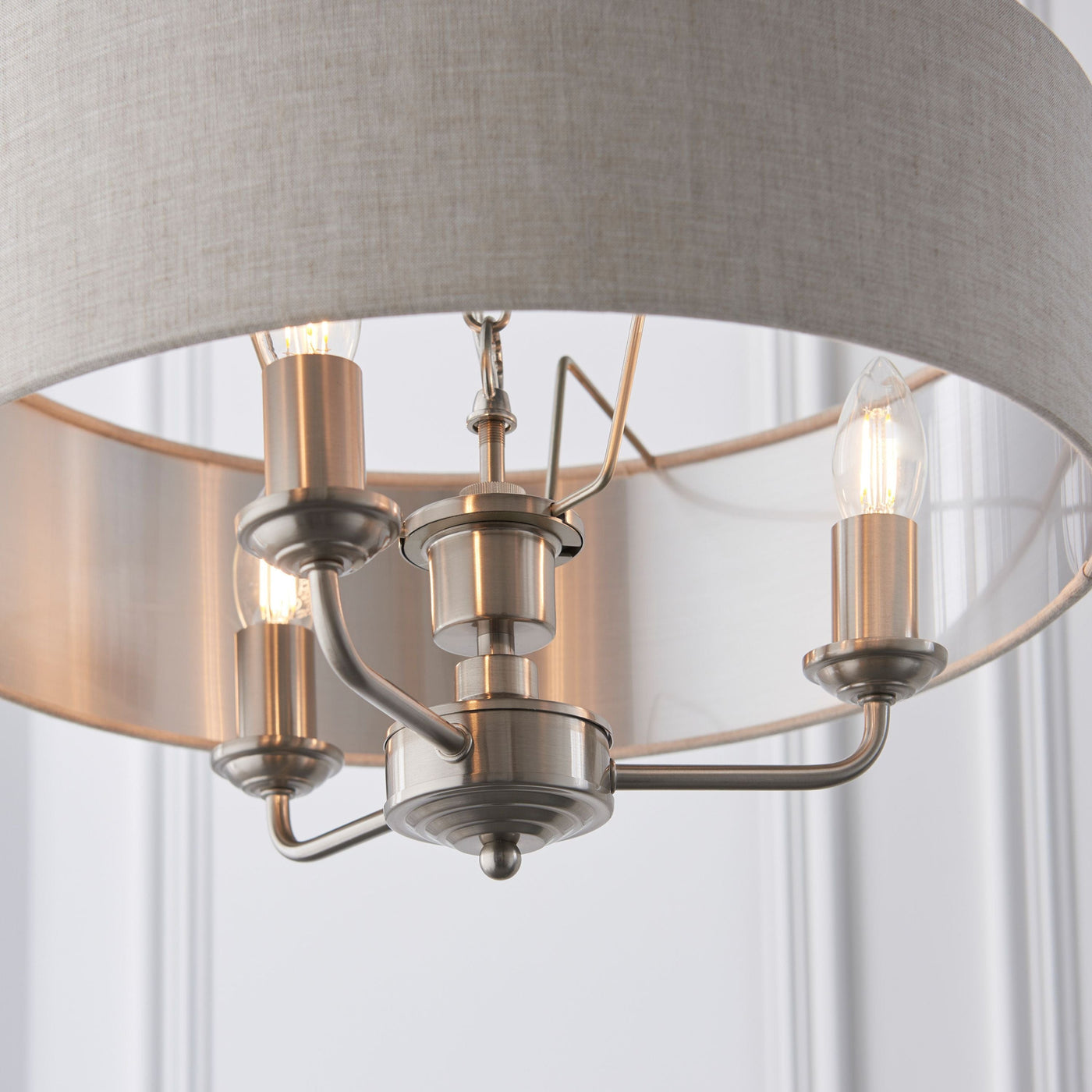 Bodhi Lighting Chickerell 3 Pendant Light Chrome & Natural 350-1200mm House of Isabella UK