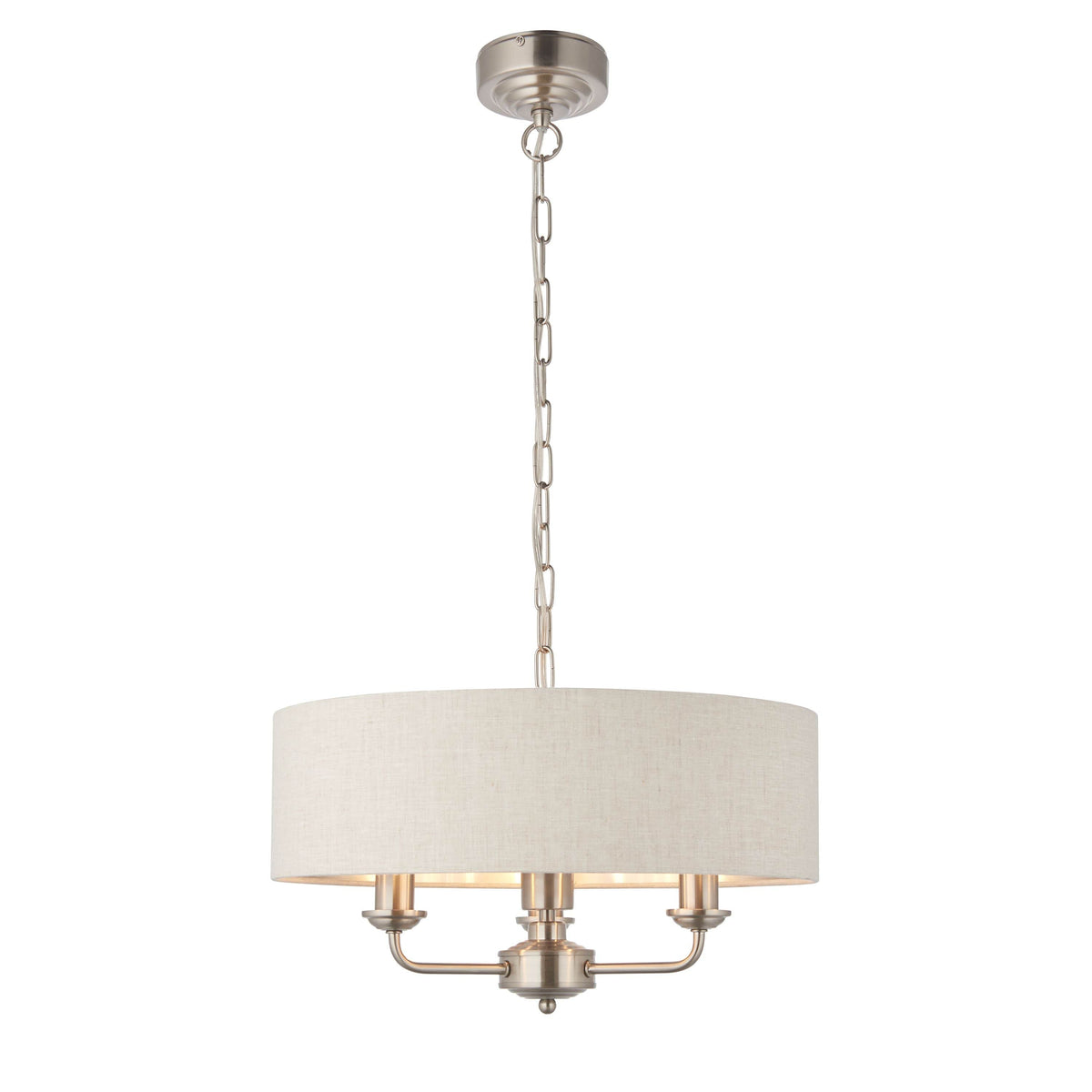 Chickerell 3 Pendant Light Chrome & Natural 350-1200mm.