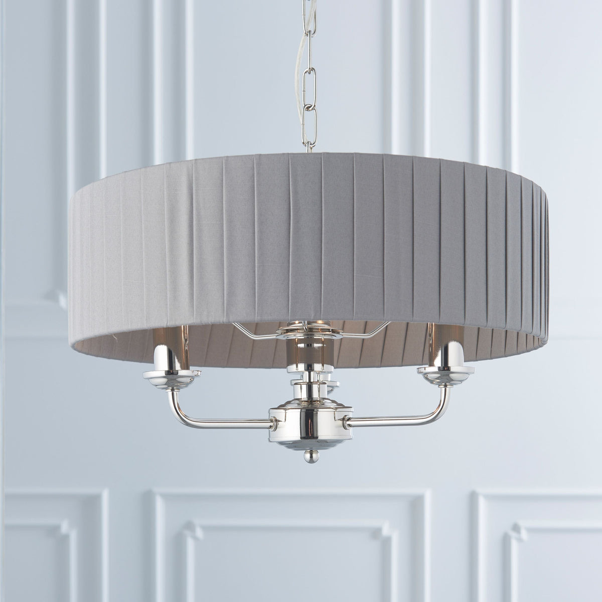 Chickerell 3 Pendant Light Nickel & Charcoal 300-760mm.