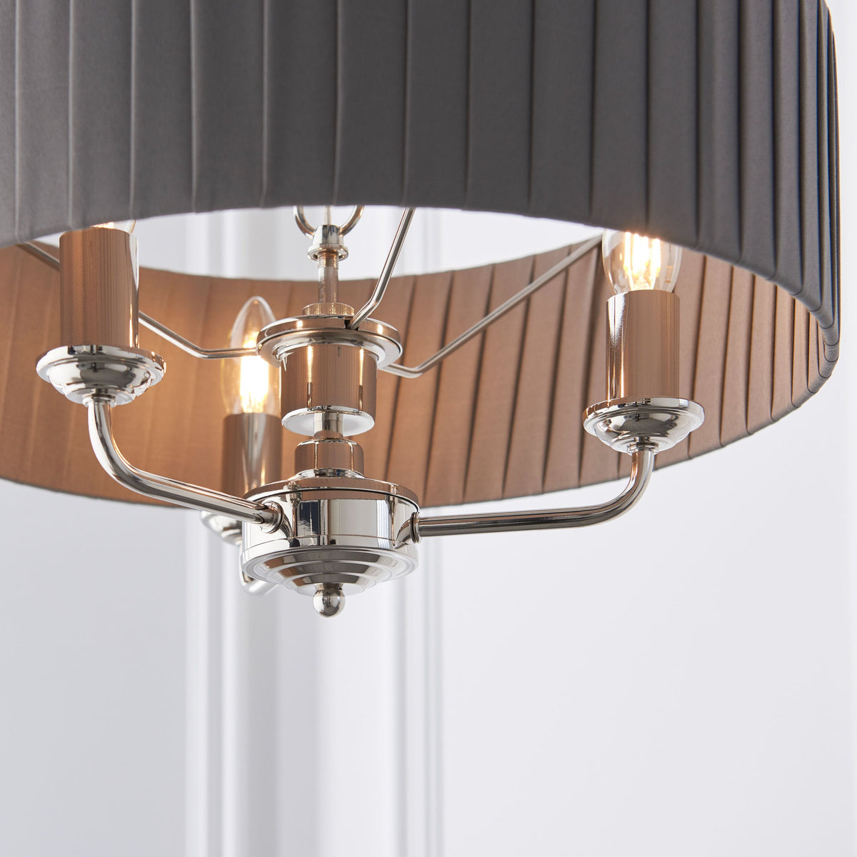 Chickerell 3 Pendant Light Nickel & Charcoal 300-760mm.