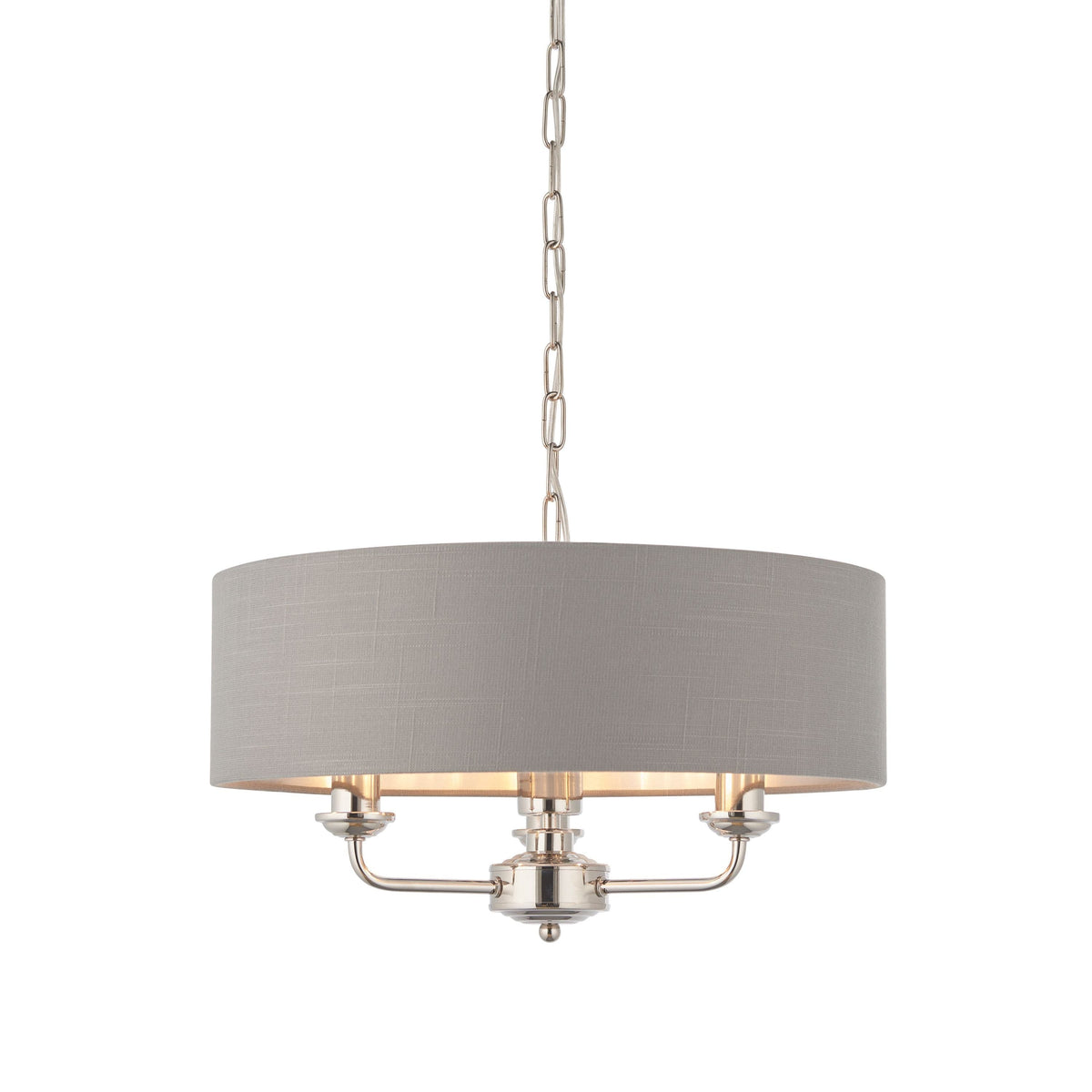 Chickerell 3 Pendant Light Nickel & Charcoal 350-1200mm.
