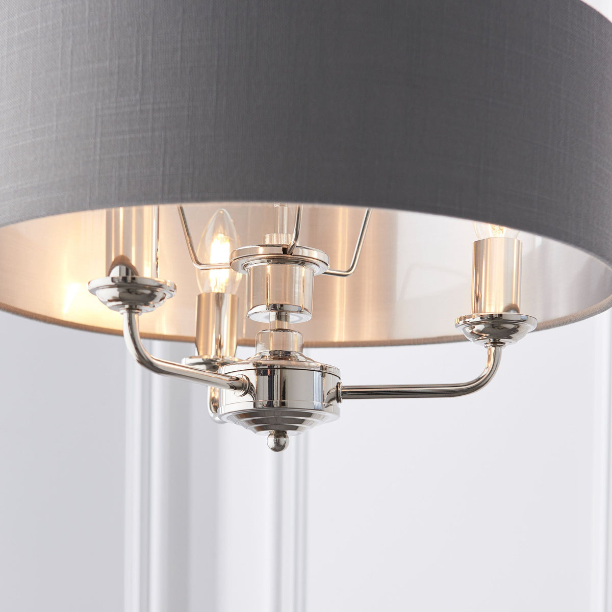 Chickerell 3 Pendant Light Nickel & Charcoal 350-1200mm.