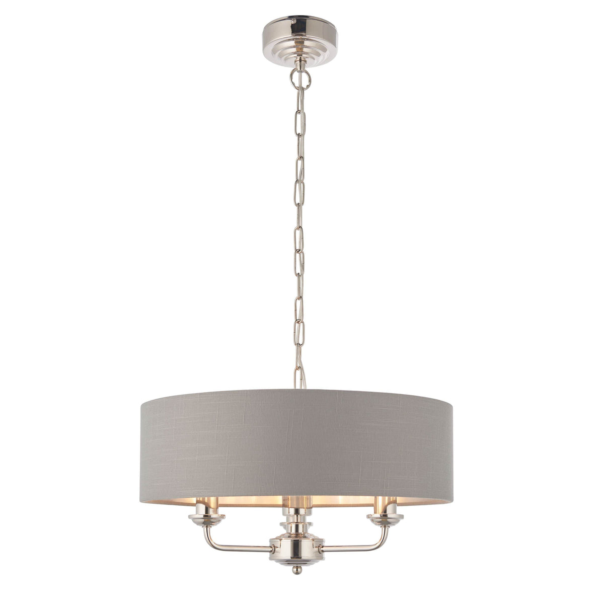 Chickerell 3 Pendant Light Nickel & Charcoal 350-1200mm.